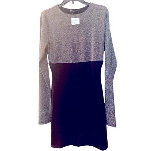 NWT NAKED WARDROBE Silver & Black Sparkle Dress